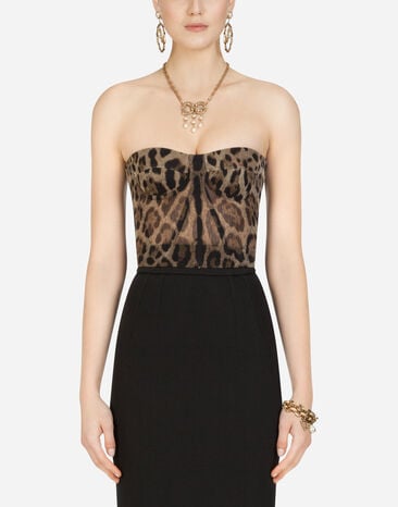 Dolce & Gabbana Leopard-print tulle bustier Multicolor F73V4TFSEGZ