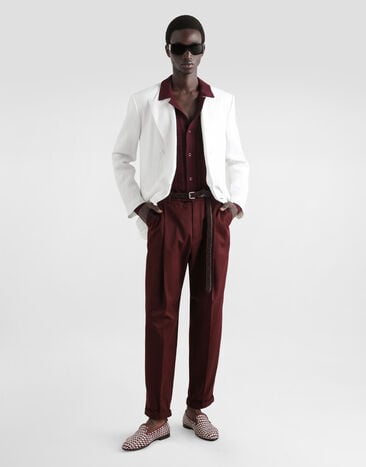 Dolce & Gabbana Veste croisée en toile de lin Blanc G2QS7TFU4MC