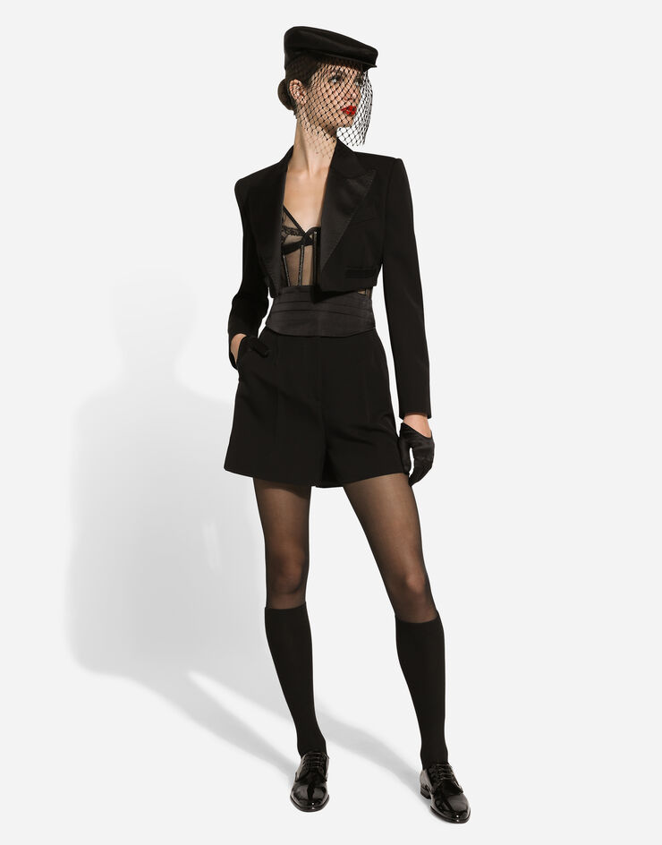 Dolce & Gabbana Wool gabardine tuxedo shorts Black FTC78TFU21E