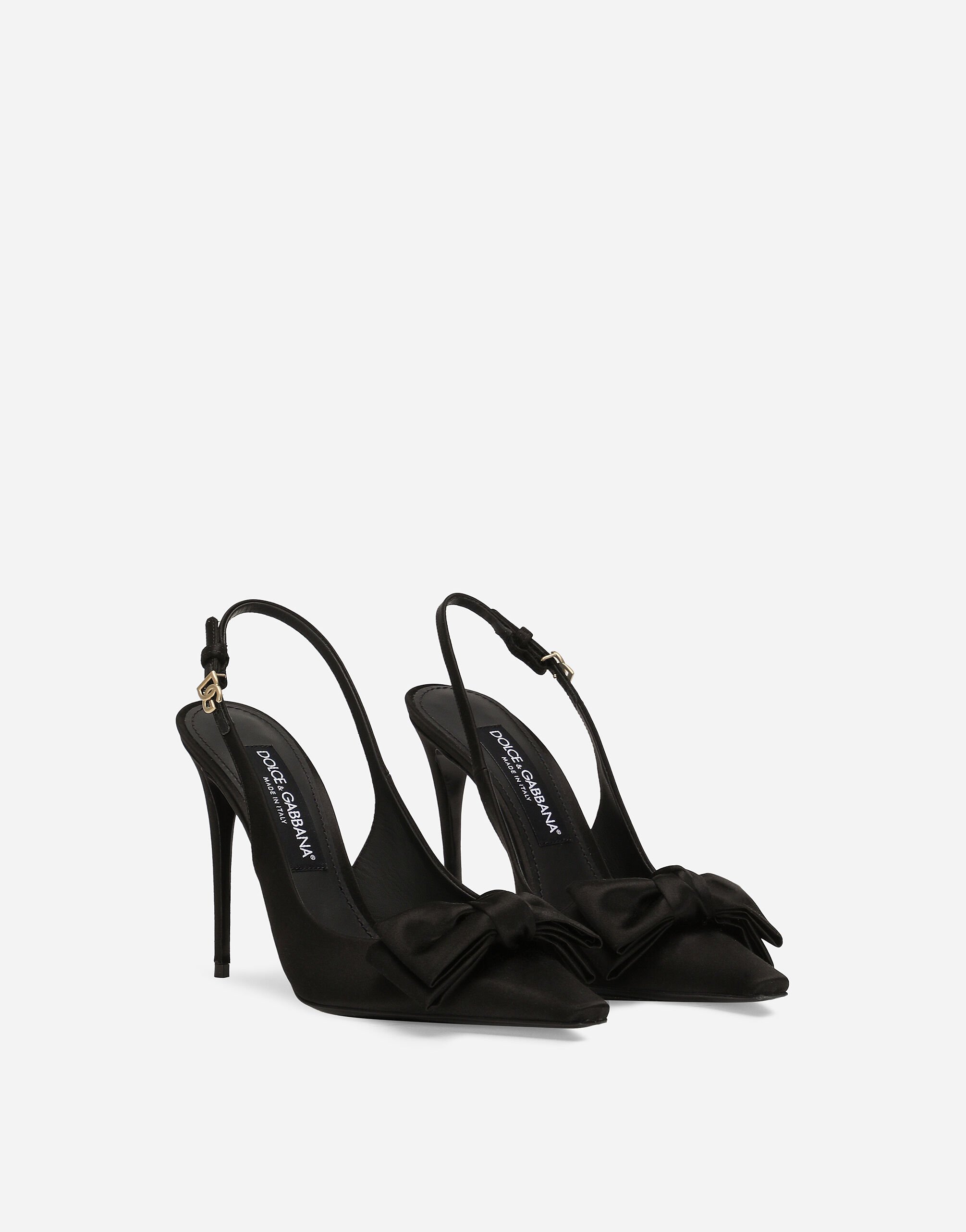 Satin slingbacks with bow detail in Black for Women Dolce Gabbana