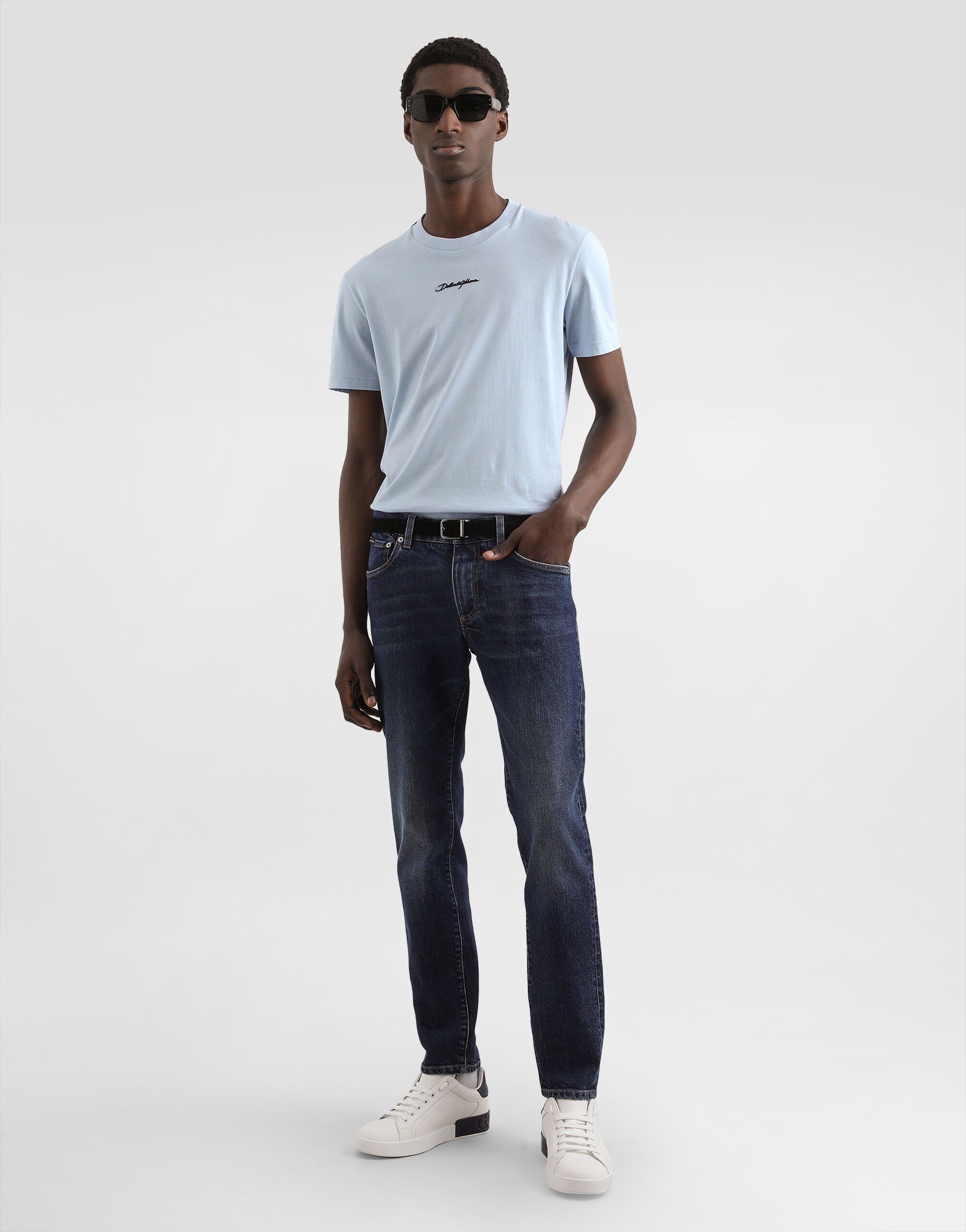 Slim-fit stretch cotton jeans in Multicolor for Men