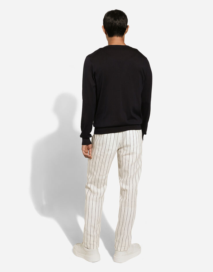 Dolce & Gabbana カーディガン シルク DGロゴパッチ ブルー GXV01ZJBSHB