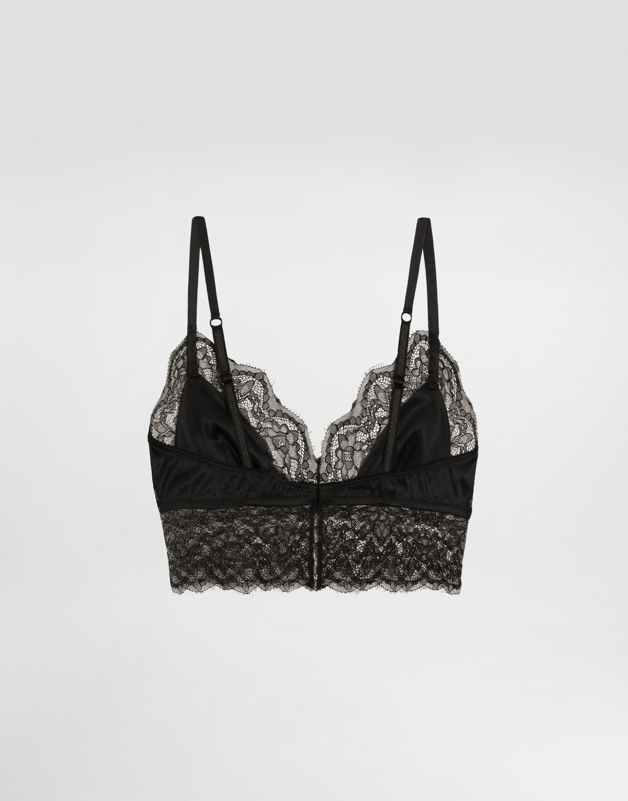 【新品未使用】DOLCE&GABBANA UNDERWEAR インナー黒レース Soft-cup satin bralette with lace detailing in Black for Women