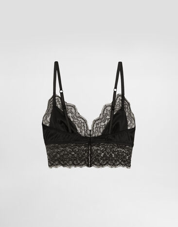 Dolce & Gabbana Soft-cup satin bralette with lace detailing Black O1C58TFUAD8