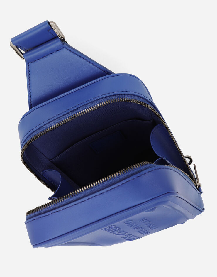 Dolce & Gabbana Calfskin belt bag with raised logo Blue BM2264AG218