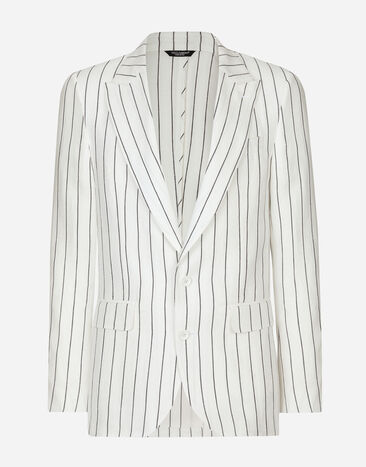 Dolce & Gabbana Single-breasted linen Sicilia-fit jacket White G2NW1TFU4DV