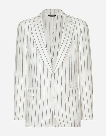 Dolce & Gabbana Single-breasted linen Sicilia-fit jacket Black GVCRATIS1RF