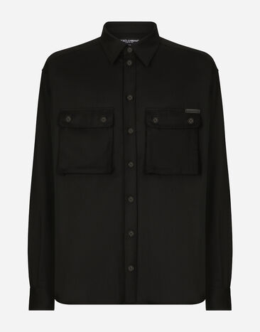 Dolce & Gabbana Camisa oversize de franela Negro G5MD1TFU21Q