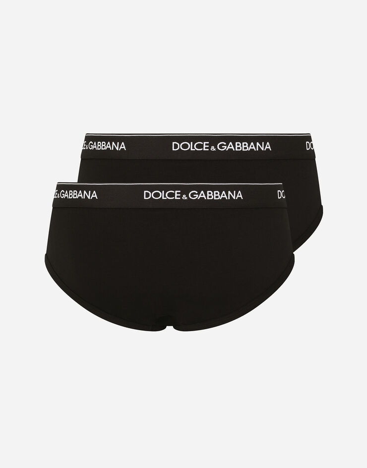 Dolce & Gabbana Pack de deux slips mi-longs en coton stretch Noir M9C03JONN95