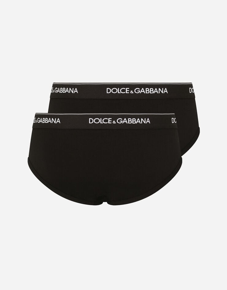 Dolce & Gabbana Bi-Pack Midi-Slip Baumwollstretch Schwarz M9C03JONN95