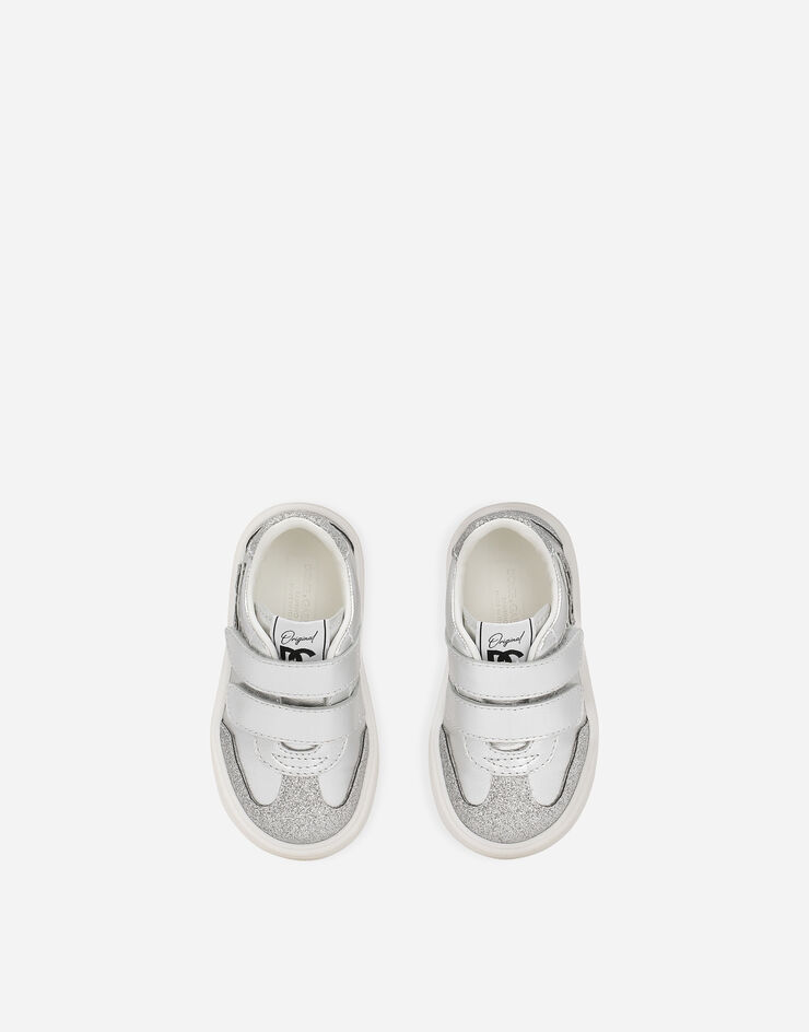 Dolce & Gabbana Foiled lambskin DG Original low-top sneakers with DG logo Silver DN0212AA745