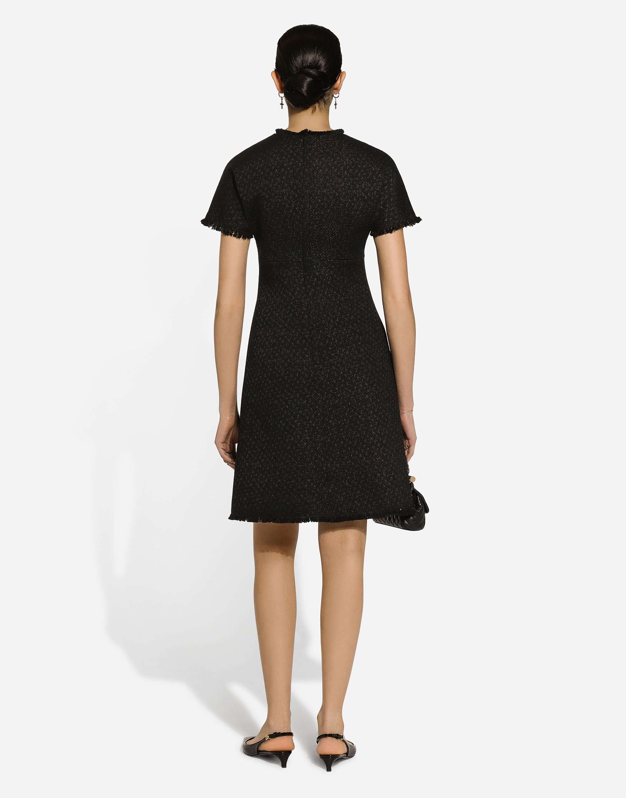 Raschel tweed midi dress with DG logo in Black for Women
