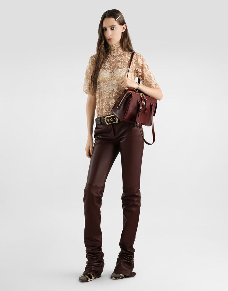 Dolce & Gabbana Nappa leather trousers with sandblasted finish Dolce & Gabbana Nappa leather trousers with sandblasted finish Brown FTDE1LHULZW