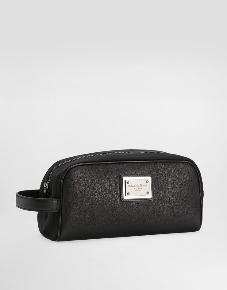 Dolce & Gabbana Grainy calfskin and nylon toiletry bag Black BT0989AD447