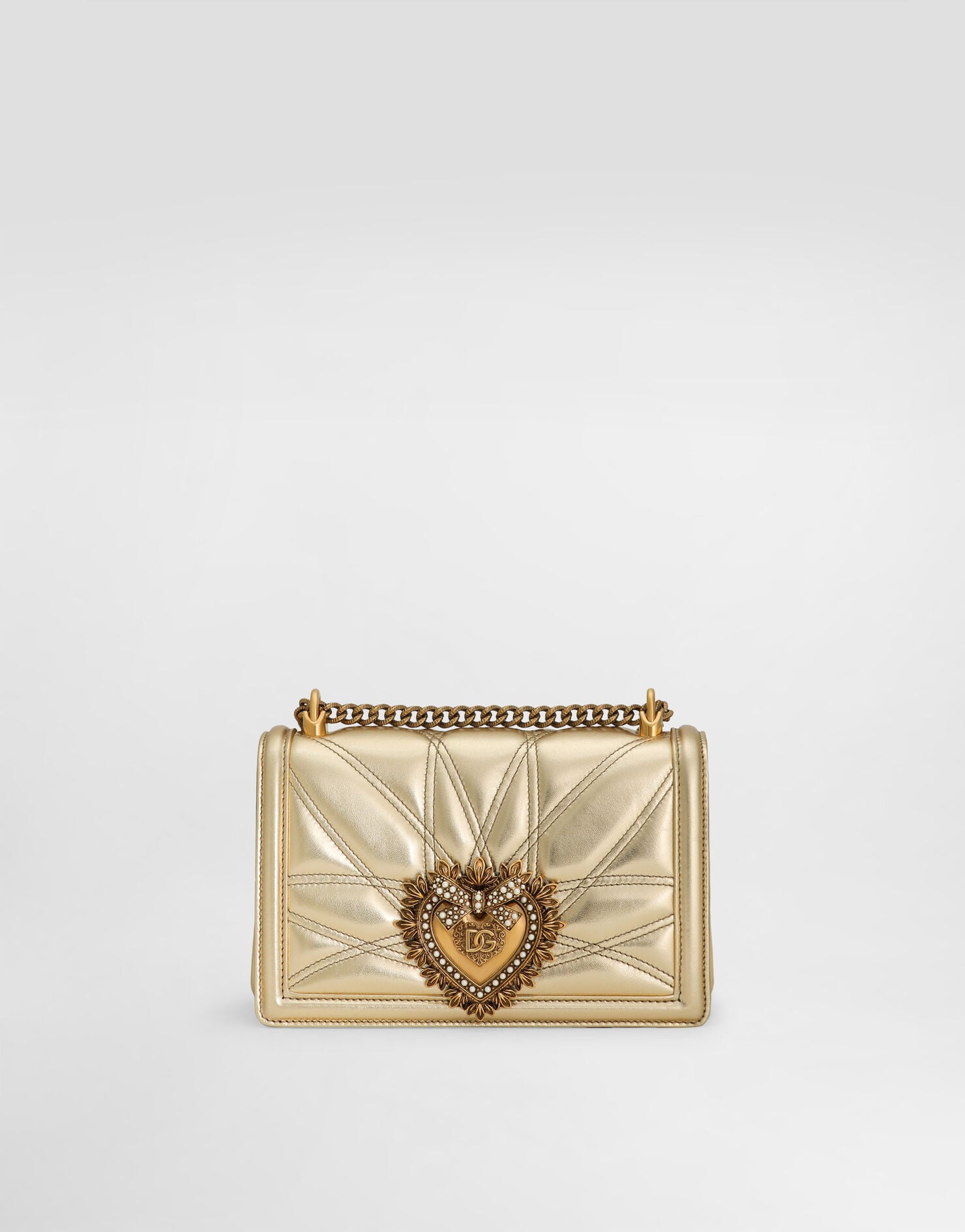 Medium Devotion Bag In Quilted Nappa Leather in gold