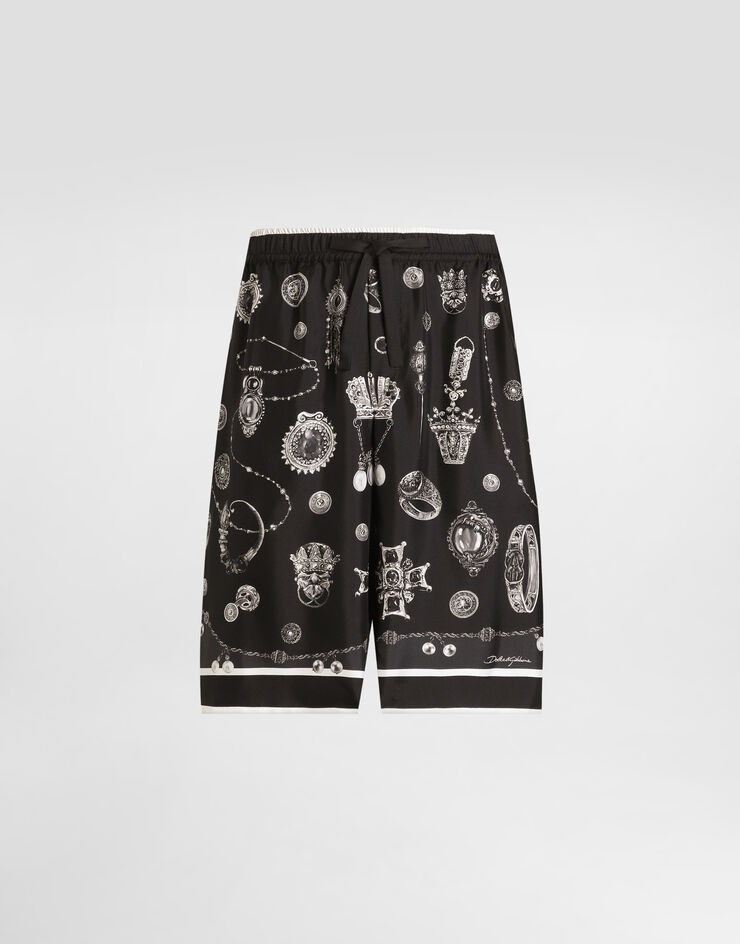 Dolce & Gabbana Medal-print silk twill bermuda shorts Print GV37ATHI1ZR