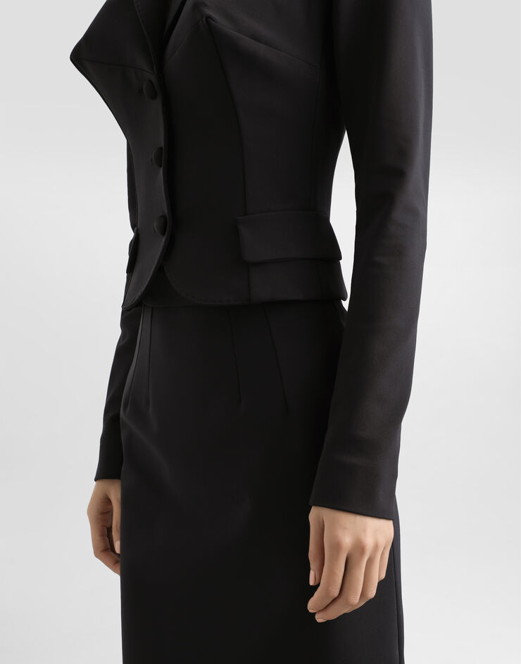 Dolce & Gabbana Longuetteschlauchrock aus technischem Cady Schwarz F4C5TTFUUC7