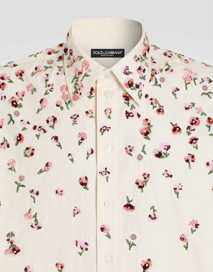 Dolce & Gabbana Cotton shirt with embroidery White G5OF5ZGK238