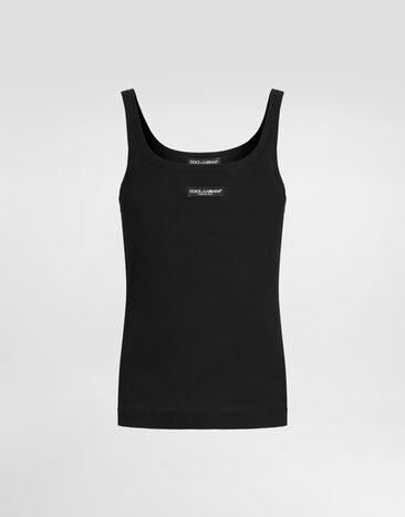 Dolce & Gabbana Ribbed tank top Black F8W45TFU7AV