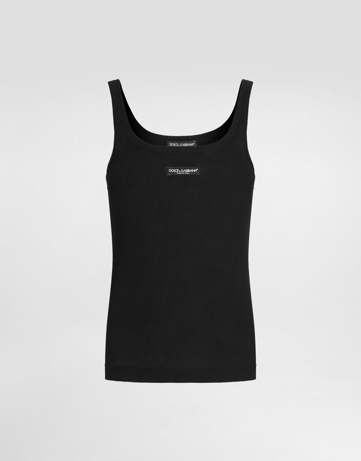 Dolce & Gabbana Ribbed tank top Black F8W45TFU7AV