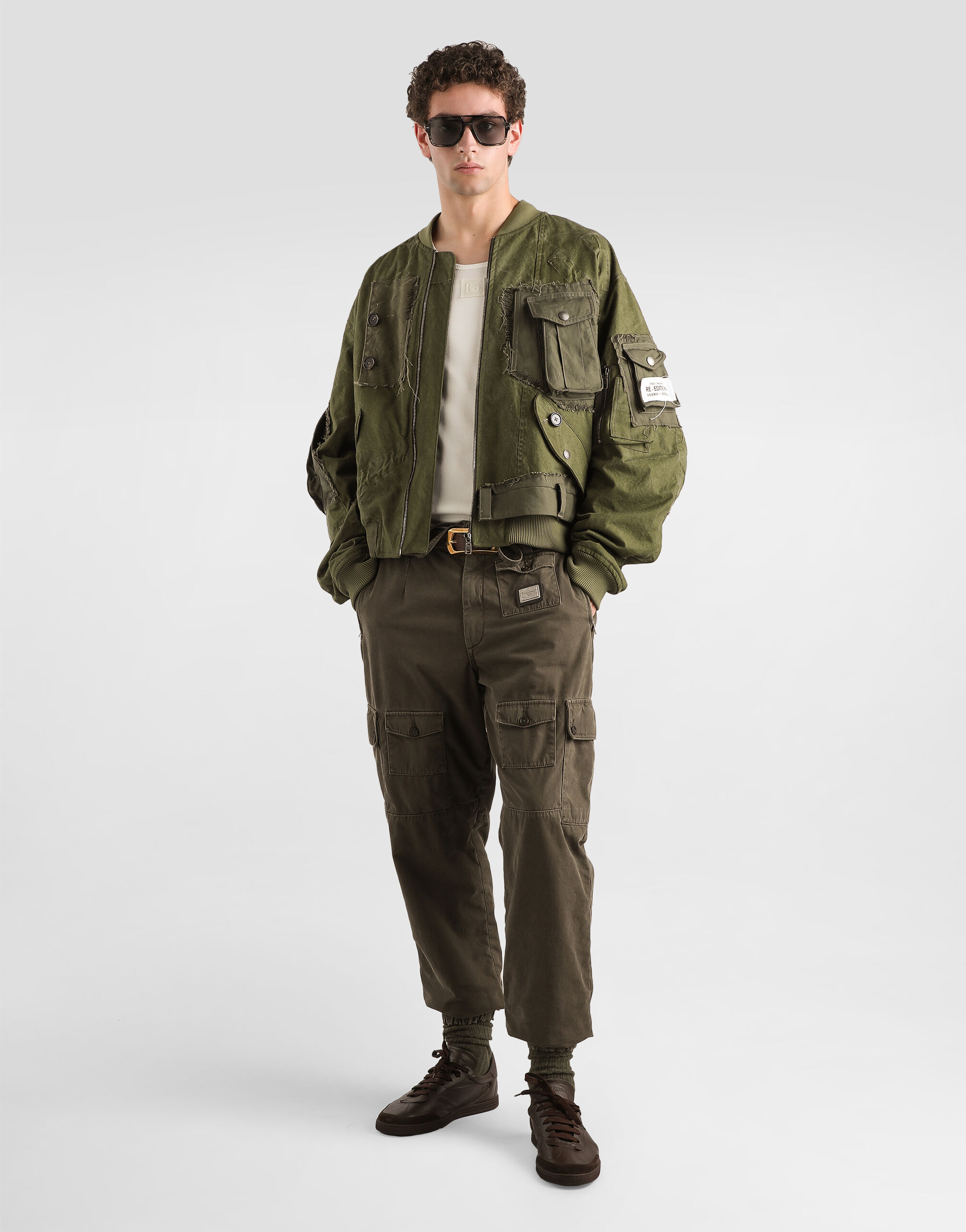 Oversized padded bomber jacket بلون Green للرجال | Dolce&Gabbana®