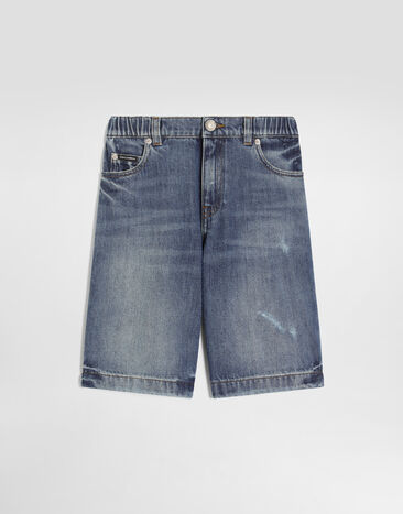 Dolce & Gabbana Denim bermuda shorts with logo Blue L44Q31LDE06