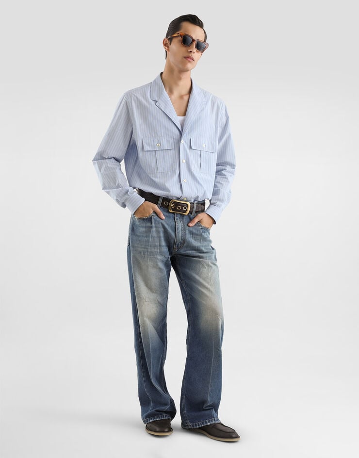 Dolce & Gabbana Striped cotton martini shirt Multicolor G5OC3TFR51Q