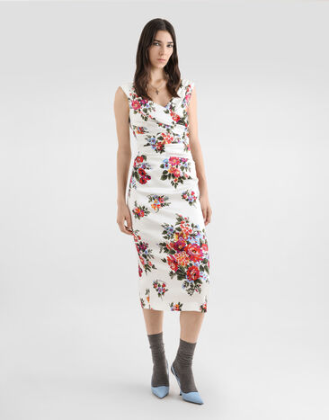 Dolce & Gabbana Flower bouquet-print satin dress Multicolor F612RTFSICE