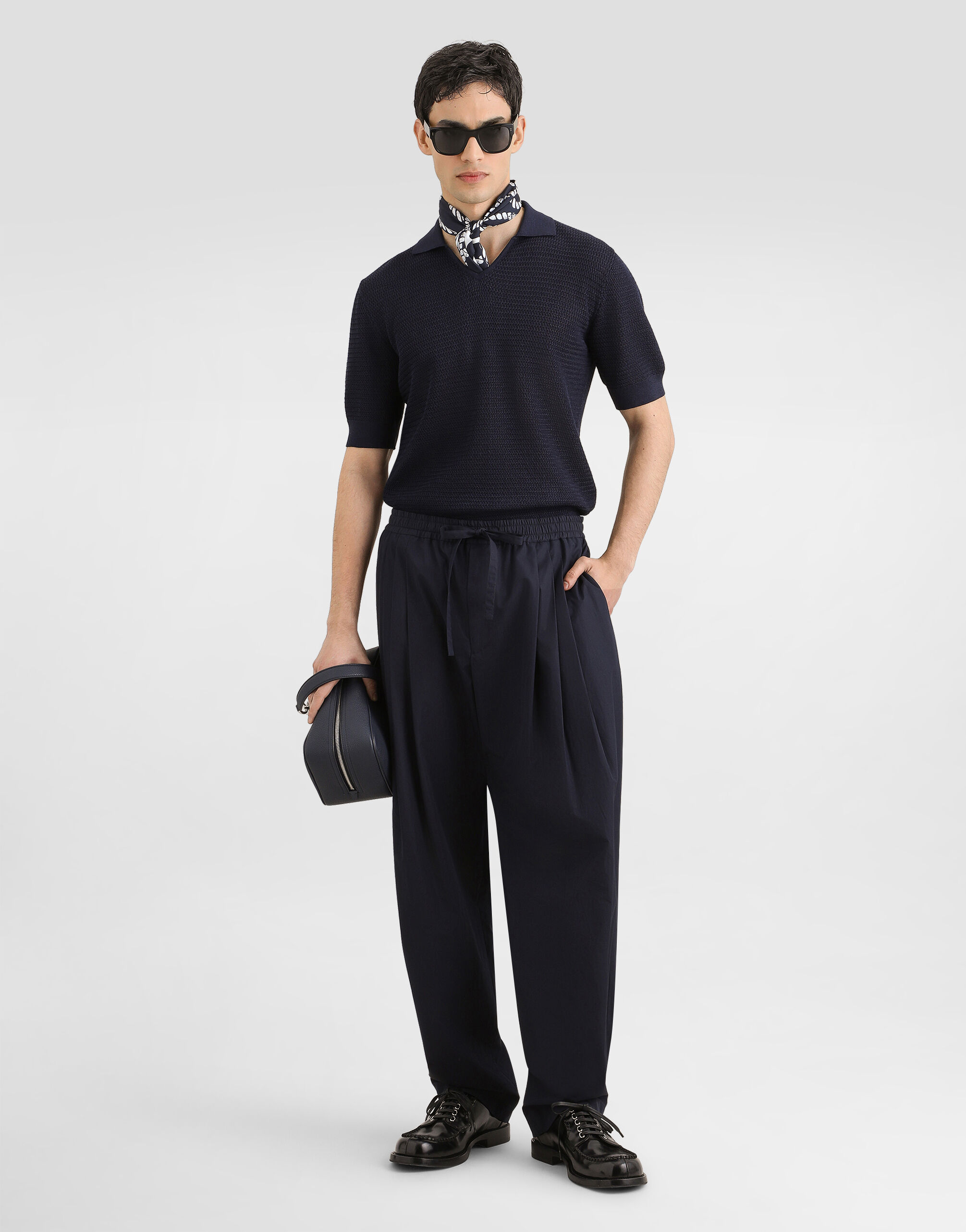 Silk polo shirt with micro-stitch detailing - thumbnail 2