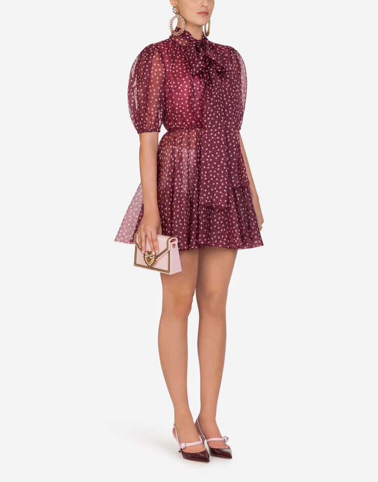 Dolce & Gabbana SHORT MINI POLKA-DOT PRINT ORGANZA DRESS ROSE F6H7QTIS1BX