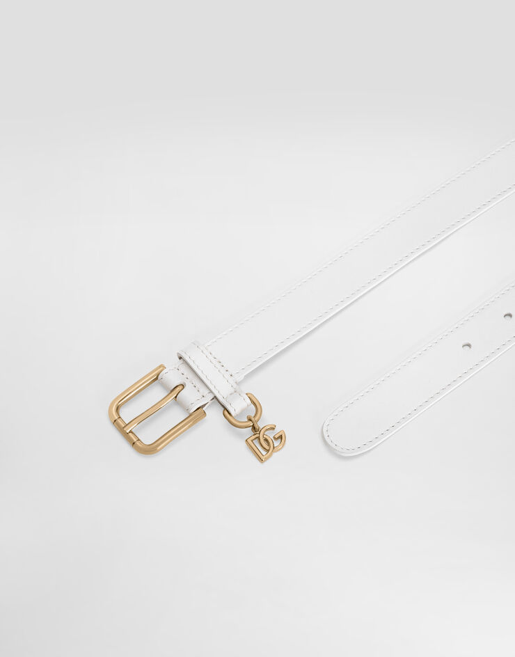 Dolce & Gabbana Calfskin logo belt White EE0071A1065