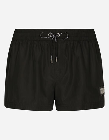 Dolce & Gabbana Short swim trunks with branded tag Print M4A09JHPGFI
