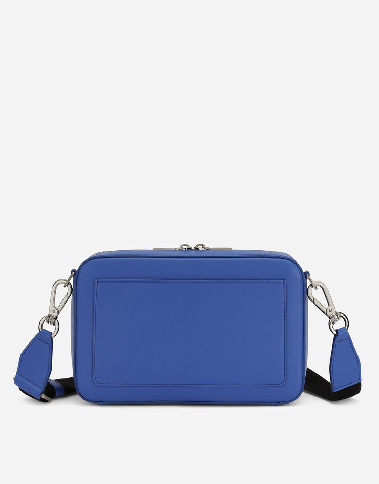 Dolce & Gabbana Bolso bandolera en piel de becerro con logotipo en relieve Bleu BM7329AG218