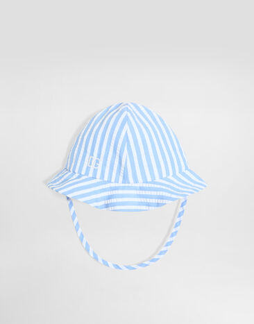 Dolce & Gabbana Striped seersucker bucket hat with DG logo Multicolor LNJA88II7HQ