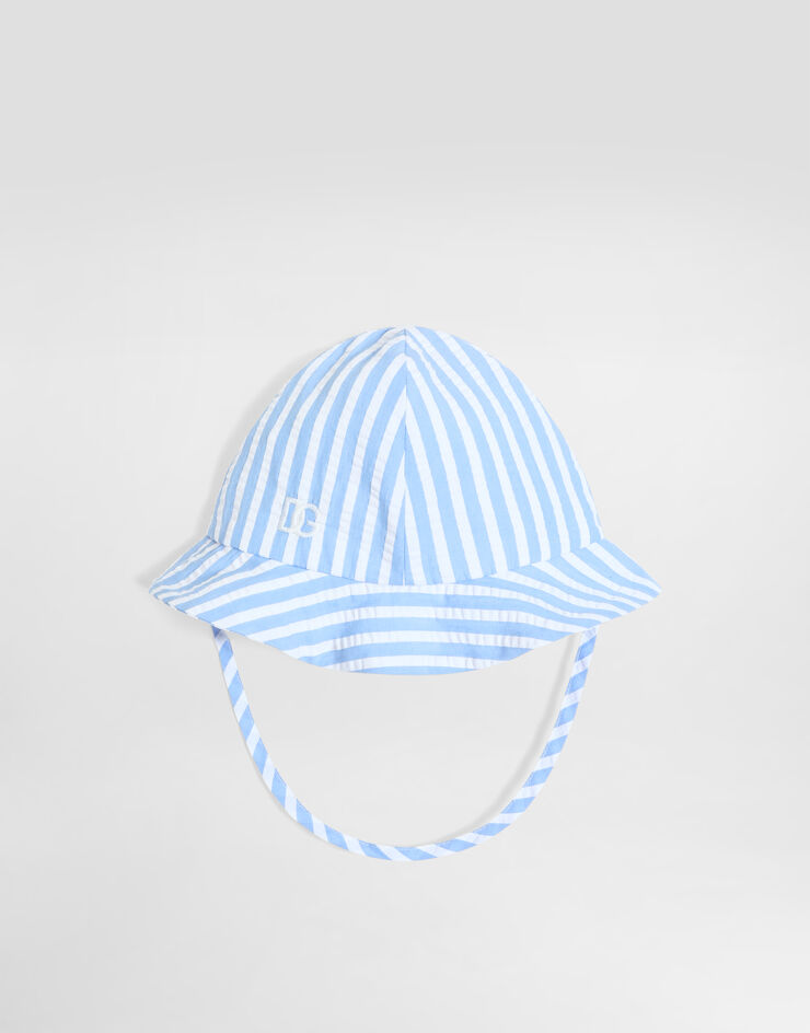 Dolce & Gabbana Gorro de pescador de tejido milrayas con logotipo DG Blue LN5H61FR50R