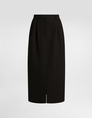 Dolce & Gabbana Double wool crêpe skirt Black F4DKTTFU2L8