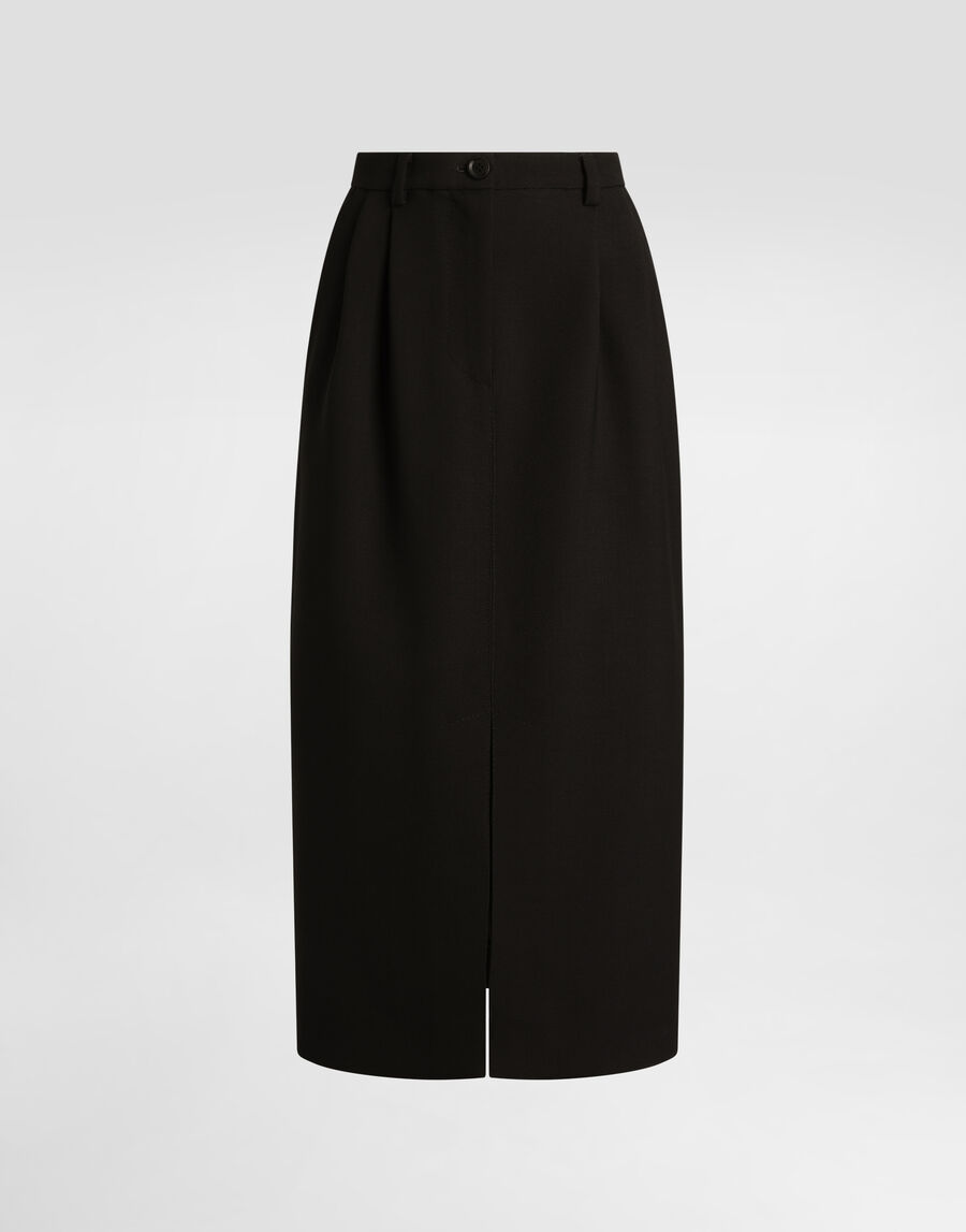Double wool crêpe skirt