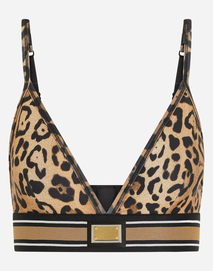Dolce & Gabbana Leopard-print spandex/jersey bralet Multicolor I7AAJWG7BPT