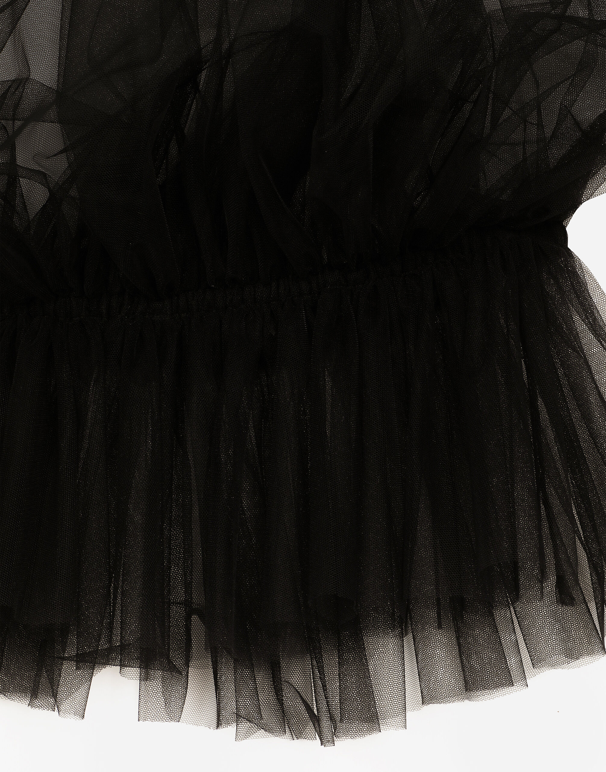 Tulle blouse with ruffles on the neck and cuffs in Black for Women