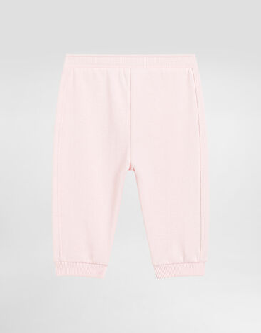 Dolce & Gabbana Fleece jogging pants with patch Pink L2JPF6G7O1J