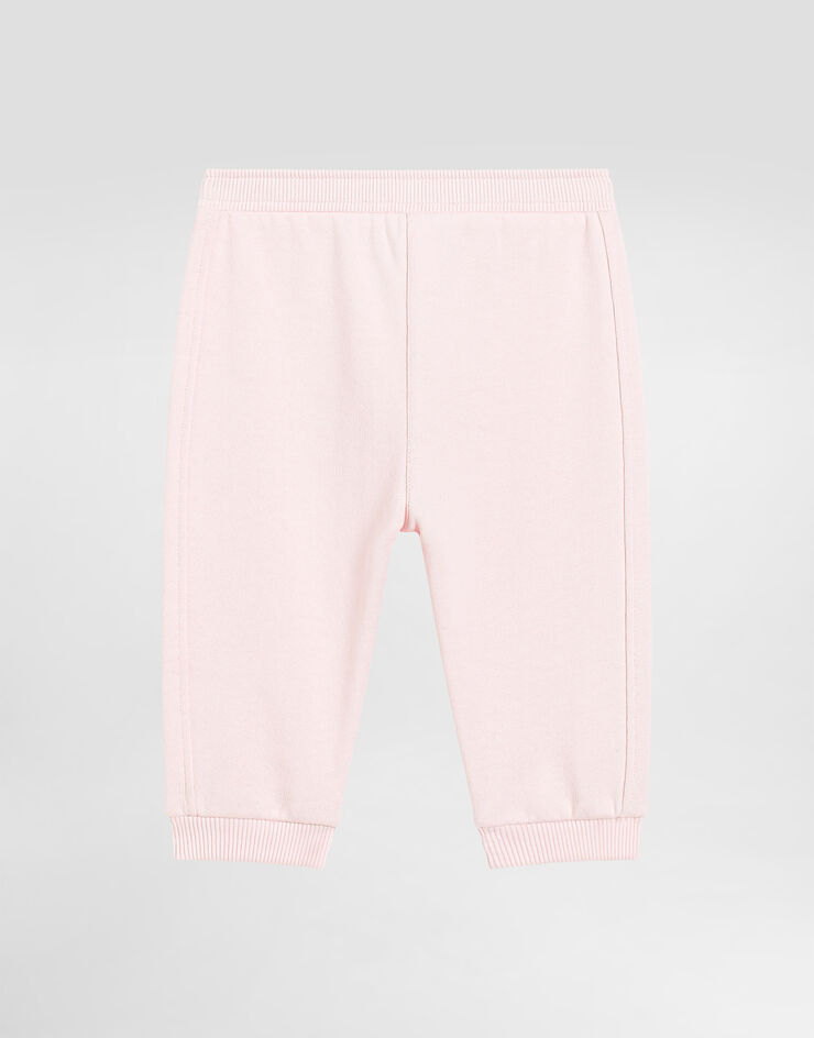 Dolce & Gabbana Fleece jogging pants with patch Pink L2JPF6G7O1J
