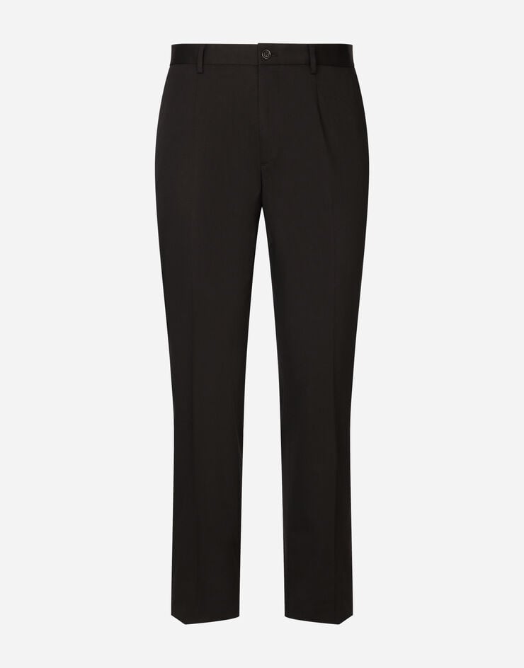 Dolce & Gabbana Stretch cotton pants with branded tag Black GVB6ETFUFMJ