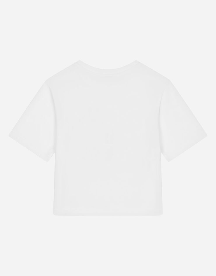 Dolce&Gabbana T-shirt in jersey con ricamo logo White L5JTKTG7KXT