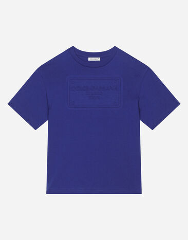 Dolce & Gabbana Jersey T-shirt with logo tag Blue L4JTHVG7NPT