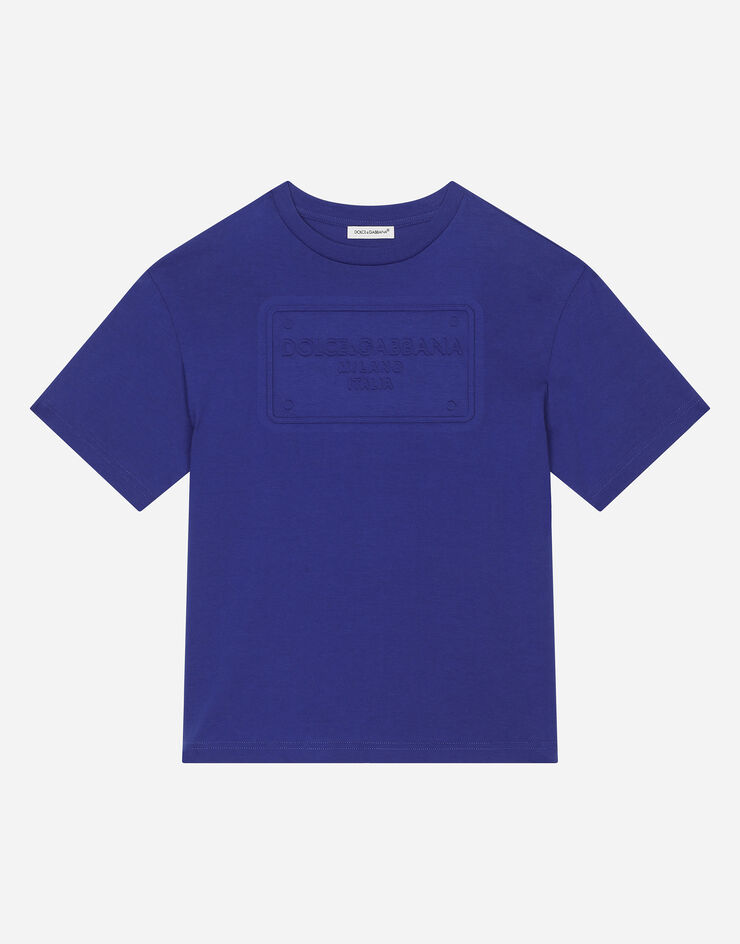 Dolce & Gabbana Jersey T-shirt with logo tag Blue L4JTHVG7NPT