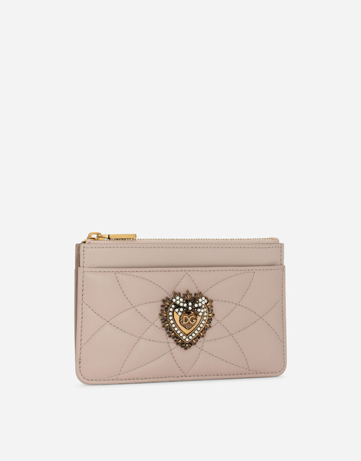 Dolce & Gabbana Medium Devotion card holder in quilted nappa leather Pale Pink BI1261AV967