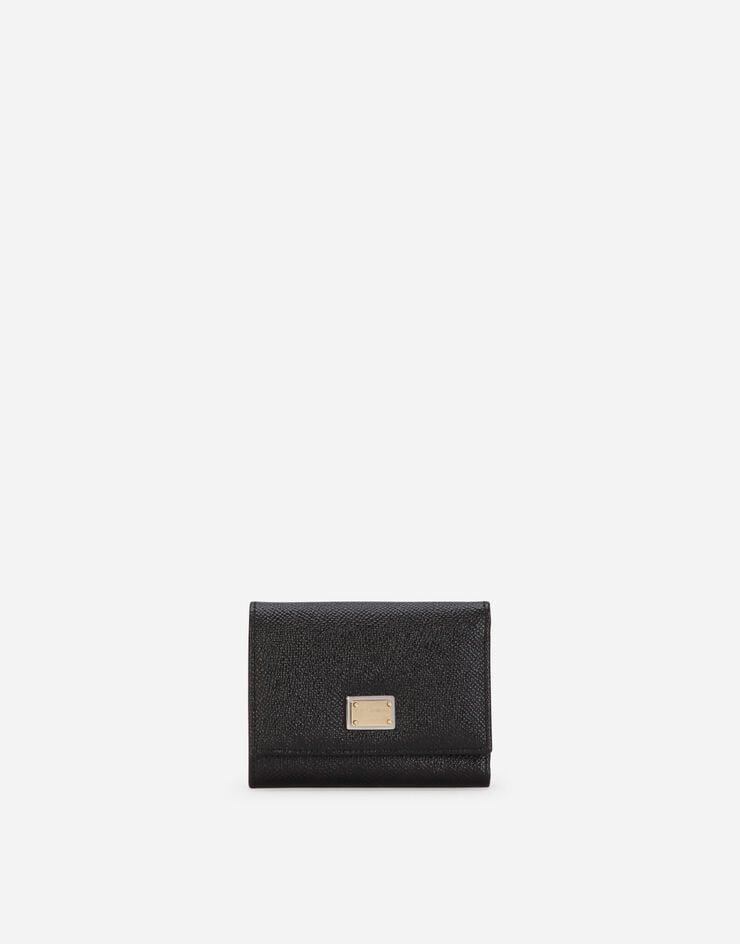 Dolce & Gabbana Dauphine calfskin wallet with branded tag SCHWARZ BI0770A1001