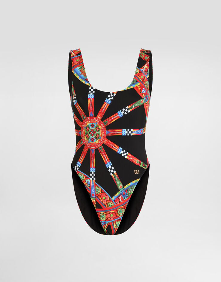 Dolce & Gabbana Bañador olímpico de una pieza con estampado carretto Multicolor O9C28JON0HE