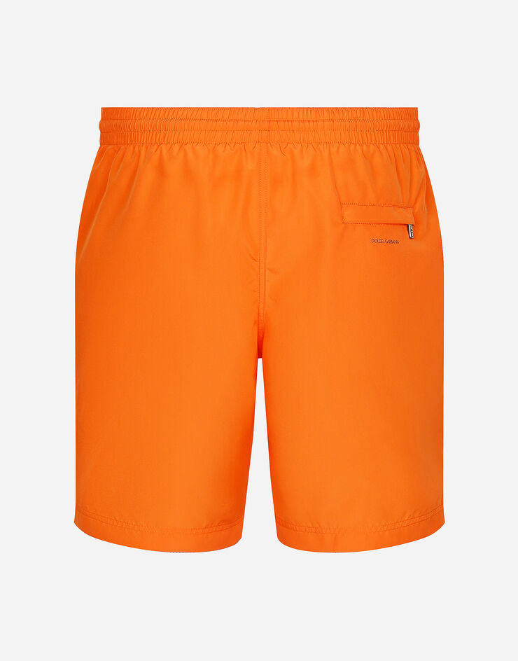 Dolce & Gabbana Mid-length swim trunks with DGVIB3 print and logo Orange M4F25TFUSFW