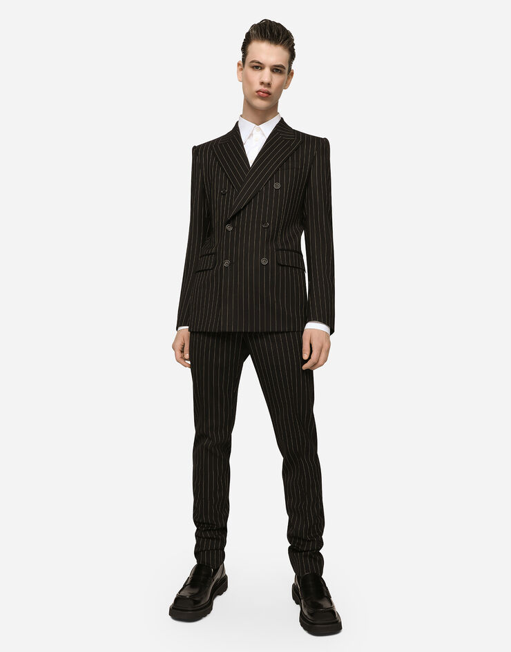 Dolce&Gabbana ダブルブレストスーツ シチリアフィット ストレッチウール チョークストライプ マルチカラー GKSLMTFRBC0